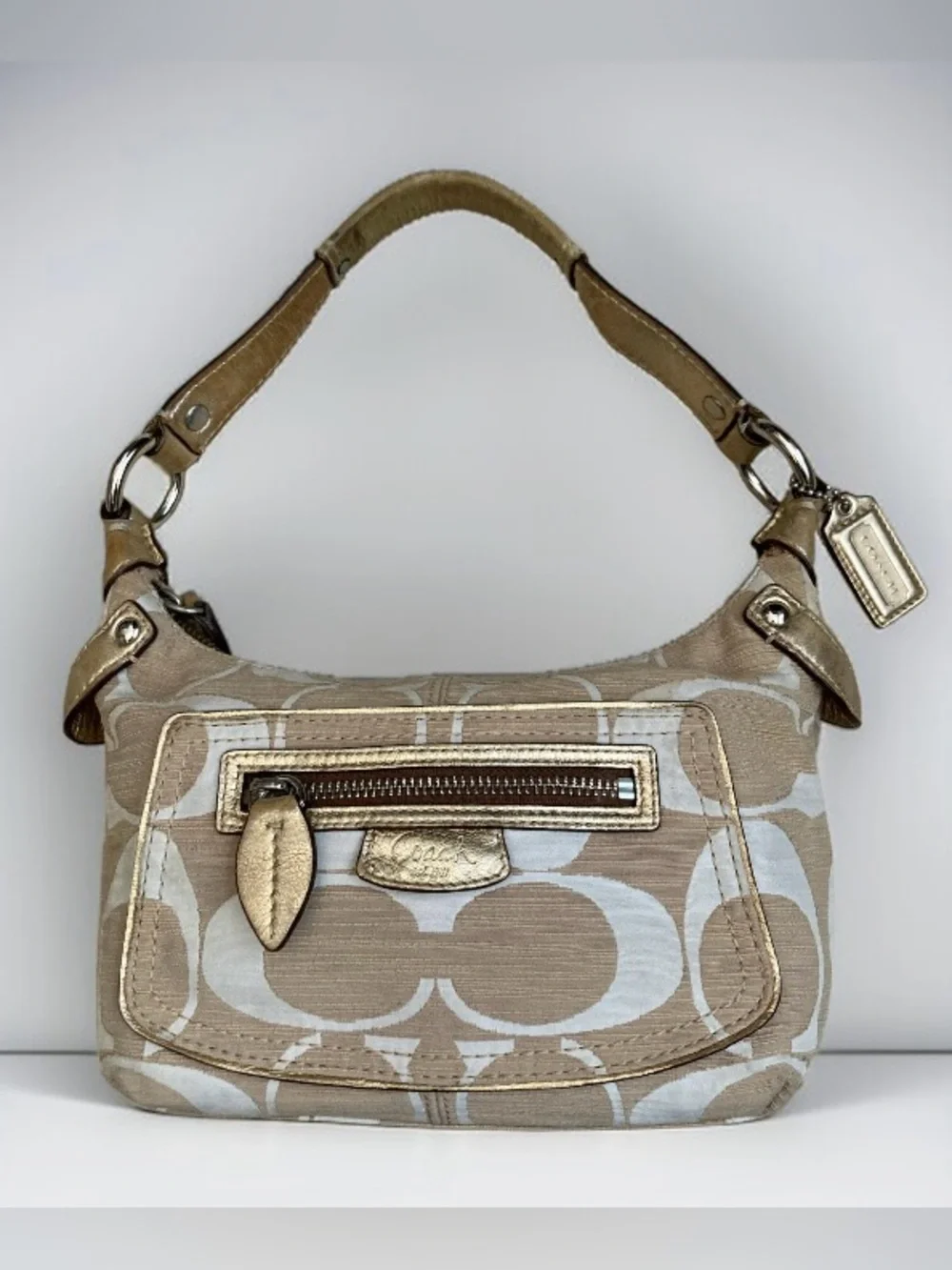 Coach Penelope Shantung Textured Signature Fabric Mini Hobo Y2K VINTAGE